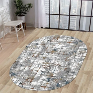 Dijidekor KY7005 Multi Saçaksız Dijital Oval Halı Kaymaz Yıkanabilir Mutfak Antre Salon Halısı