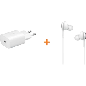 Type-C Kablolu Kulaklık + Samsung EP-TA800N 25W Hızlı Şarj Adaptörü