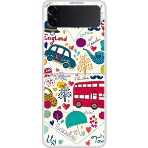 Samsung Galaxy Z Flip 4 Için Kırmızı Otobüs Desenli Sert Pc Koruma Kapaklı Telefon Kılıfı(Yurt Dışından)