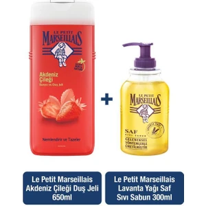 Le Petit Marseillais Akdeniz Çileği Duş Jeli 650 ml + Lavanta Yağı Saf Sıvı Sabun 300 ml