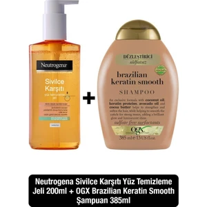 Neutrogena Günlük Yüz Temizleme Jeli 200 ml + OGX Sülfatsız Şampuan Keratin Smooth 385ml