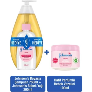 Johnson’s Bebek Şampuanı 750 + bebek Yağı 200 ml + Hafif Parfümlü Vazelin 100 ml