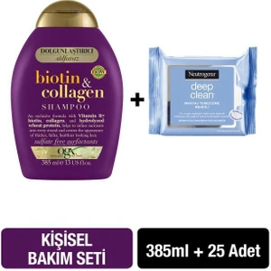 OGX Dolgunlaştırıcı Biotin & Collagen Şampuan 385 ml + Neutrogena Deep Clean Mendil