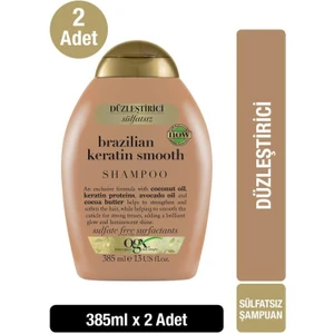 OGX Brazilian Keratin Smooth Sülfatsız Şampuan 385 ml x2