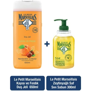 Le Petit Marseillais Kayısı ve Fındık Duş Jeli 650 ml + Zeytinyağı Sıvı Sabun 300 ml