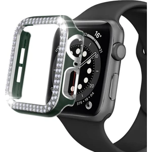Apple Watch 7 41MM Uyumlu Çift Sıra Parlak Taşlı Rubber Kasa Kapak