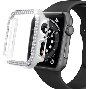Apple Watch 5 6 40MM Uyumlu Çift Sıra Parlak Taşlı Rubber Kasa Kapak