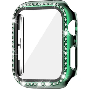 Apple Watch 7 41MM Uyumlu Tek Sıra Parlak Taşlı Rubber Kasa Kapak