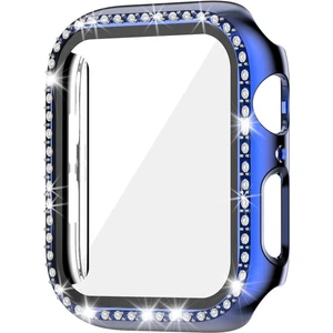 Apple Watch 7 45MM Uyumlu Tek Sıra Parlak Taşlı Rubber Kasa Kapak