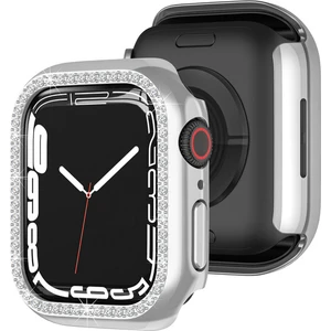 Apple Watch 7 45MM Uyumlu Tek Sıra Parlak Taşlı Rubber Kasa Kapak