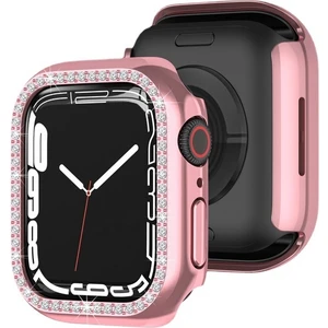 Apple Watch 7 45MM Uyumlu Tek Sıra Parlak Taşlı Rubber Kasa Kapak