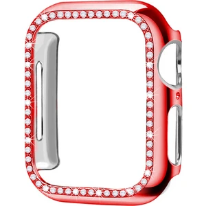Apple Watch 5 6 40MM Uyumlu Tek Sıra Parlak Taşlı Rubber Kasa Kapak