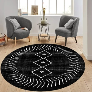 Rovigo Home Dijital Baskı Yıkanabilir Kaymaz Taban Yuvarlak Salon Halısı RVG7305-HT572