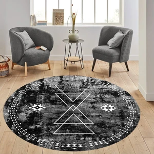 Rovigo Home Dijital Baskı Yıkanabilir Kaymaz Taban Yuvarlak Salon Halısı RVG7309-SD1034