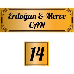 Tasarı Marketi Metal 2'li Set Kapı Isimliği Kapı Numarası