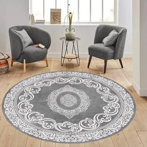 Rovigo Home Dijital Baskı Yıkanabilir Kaymaz Taban Yuvarlak Salon Halısı RVG7326-HT1483