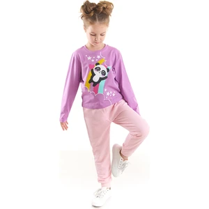 Gökkuşağı Panda Kız Çocuk T-Shirt Pantolon Takım