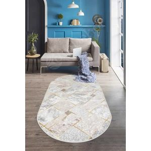 Diji Dekor Delüxe Halı Vizon Gri Saçaksız Deri Taban Oval Halı Yeni Kabartmalı Model Salon Halısı
