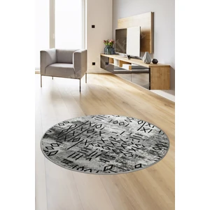 Delüxe Iskandinav Gri Saçaksız Deri Taban Yuvarlak Halı Yeni Model Salon Halısı