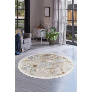 Delüxe Halı Vizon Gri Saçaklı Deri Taban Yuvarlak Halı Yeni Kabartmalı Model Salon Halısı