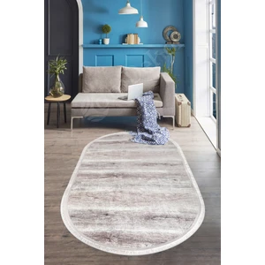 Diji Dekor KY7055 Vizon Saçaklı Dijital Oval Halı Kaymaz Yıkanabilir Oda Mutfak Antre Salon Halısı