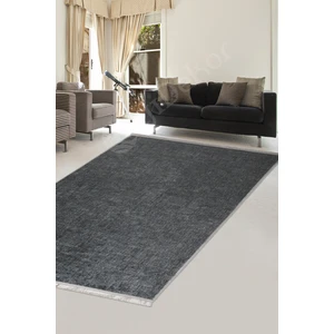 K1290 Antrasit Saçaklı Dijital Halı Kaymaz Yıkanabilir Oda Mutfak Koridor Salon Halısı