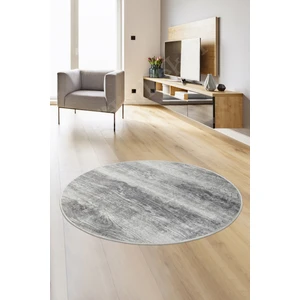 Diji Dekor KY7056 Gri Saçaksız Dijital Yuvarlak Halı Kaymaz Yıkanabilir Mutfak Antre Salon Halısı