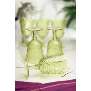 EW's Kitchenware Akrilik Yeşil 6 Lı Ayaklı Bardak & Su Meşrubat Kadeh Kahve Yanı Bardağı 450 ml ( Cam Değildir )