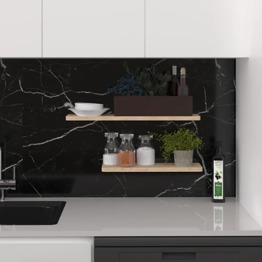 Asra Trend Modern 2'li Uçan Raf Çok Amaçlı Duvar Rafı Organizer %100 MDF Kitaplık Mutfak Banyo Rafı