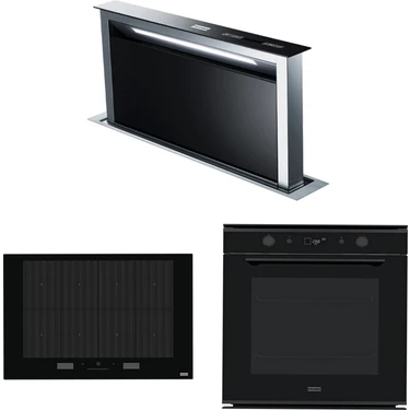 Franke Fdw 908 Ib Xs Downdraft Davlumbaz Fmy 808 I Fp Bk Ocak Fmy 98 P Bk Fırın Black Glass