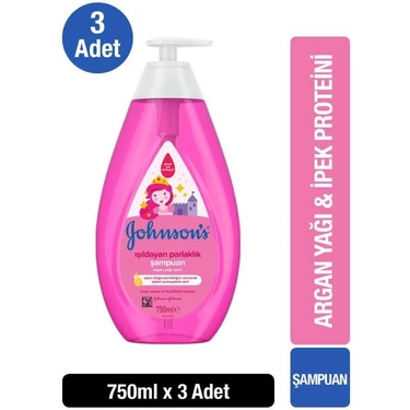 Johnson's 750 ml x3 Işıldayan Parlaklık Bebek Şampuanı Pembe Hassas Ciltlere Özel Göz Yakmayan
