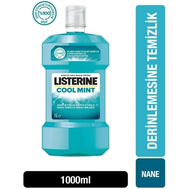 Listerine Ağız Bakım Suyu 1 L Cool Mint Ferah Nefes Plak ve Tartar Karşıtı