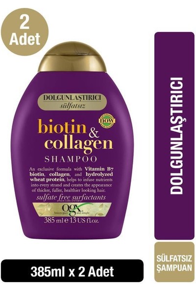 OGX Biotin & Kolajen Sülfatsız Şampuan 385 ml x2