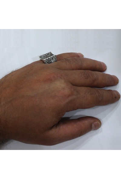 AbbasShop Kalemkar El Işçiliği Gümüş Erkek Yüzüğü