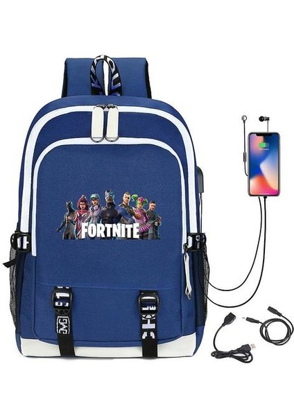 Fortnıte Sırt Çantası USB Şarj Öğrenci Sırt Çantası (Renk-2) (Yurt Dışından)