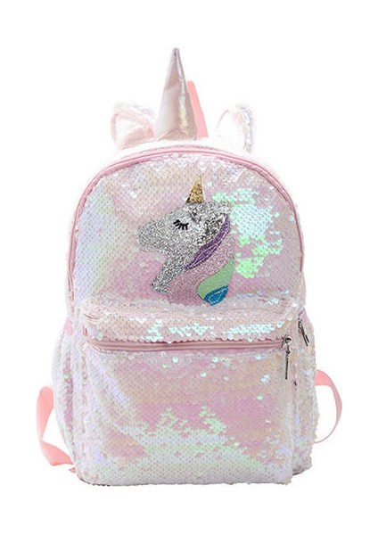 Unicorn Pullu Sırt Çantası Karikatür Okul Çantası Okul Bookbag Büyük Kapasiteli Kitap Gıda Depolama Çift Omuz Sırt Çantası Seyahat Çantası (Yurt Dışından)