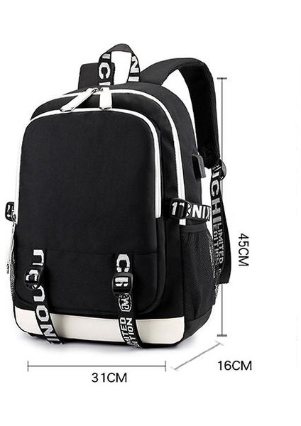 Bts Sırt Çantası USB Şarj Edilebilir Sırt Çantası Büyük Kapasiteli Öğrenci Okul Çantası (Renk-3) (Yurt Dışından)