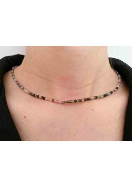 Turmalin Kolye 2*2 mm Faset Kesim