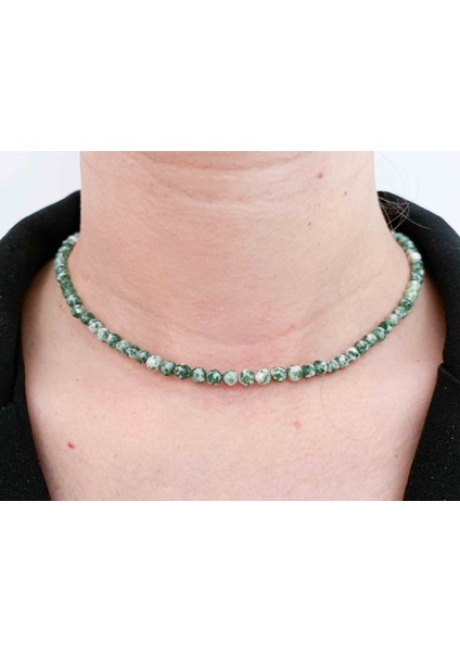 Yeşil Jasper Kolye 4 mm Faset Kesim