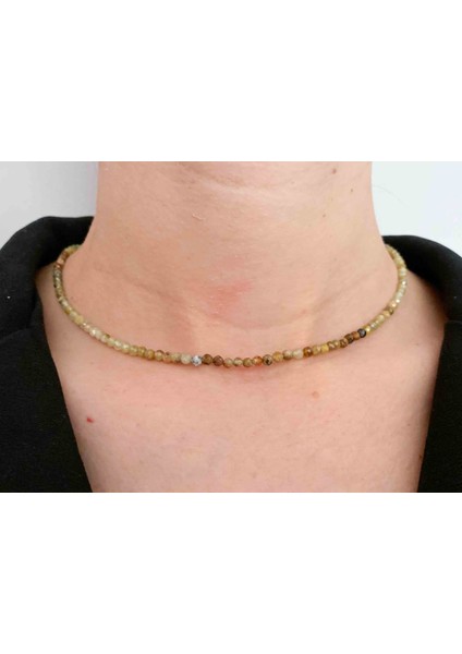 Yeşil Garnet Kolye 3 mm Faset Kesim