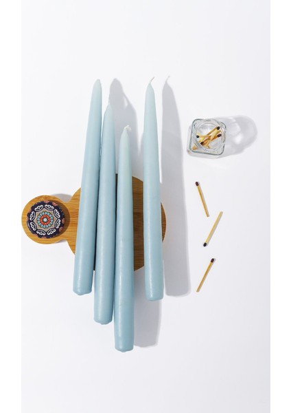 4 Lü Turkuaz Şamdan Mumu