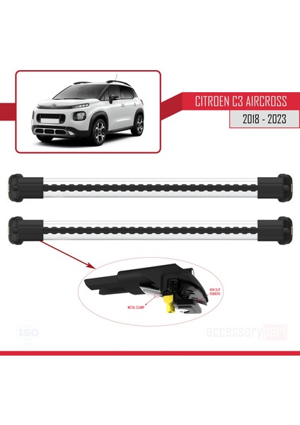Citroen C3 Aırcross 2018 ve Sonrası Turtle Air-1 Ara Atkı Tavan Barı Gri modelleri