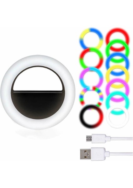 Rgb Selfie LED Mandallı Ring Halka Flash Işık Light AL2609