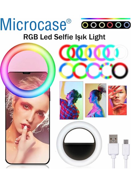 Rgb Selfie LED Mandallı Ring Halka Flash Işık Light AL2609