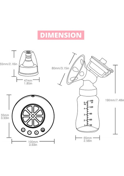 Elektrikli Göğüs Pompası Silikon Manuel Kontrol Göğüs Pompası Anne Sütü Toplayıcı Tutucu Lohusa Emzirme Pompası Bebek Emzirme Biberonu(Yurt Dışından)