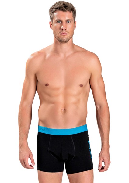 Erkek Siyah Pamuklu Likralı Boxer 141