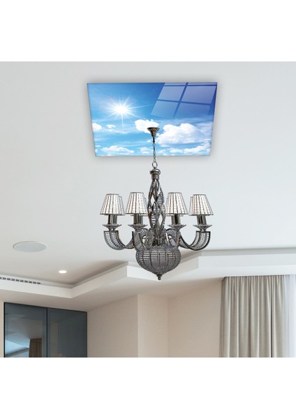 Cam Avize Göbeği | Gökyüzü Desenli | 50cm x 50cm fiyatları