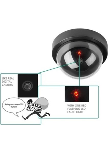 4 Adet Sahte Güvenlik Kamerası LED Işıklı Pilli Caydırıcı Maket Taklit Kamera 4 Adet