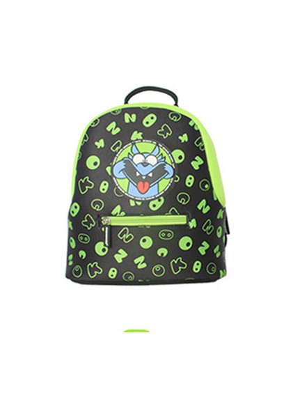 Karikatür Figürlü Çok Bölmeli Sırt Çantası - Yeşil (Yurt Dışından)