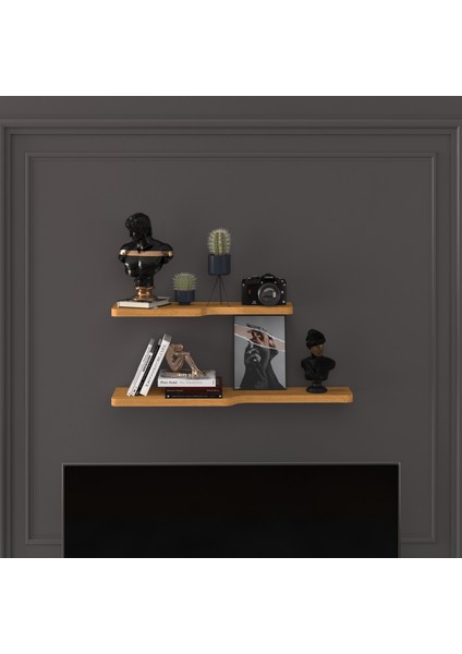 Doğal Modern Organizer Düzenleyici Kıvrımlı Dekoratif Kitaplık Banyo Mutfak Duvar Rafı Petra